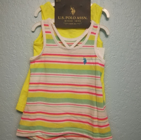 NWT U.S. Polo 2pc Set Girls Sz 5/6 Summer Tanks - Picture 2 of 3